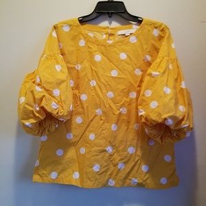 Ann Taylor LOFT  Polka Dot Bell Sleeve Blouse